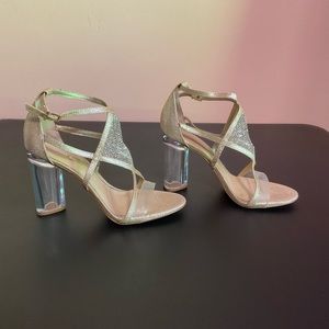 Gold glitter heels